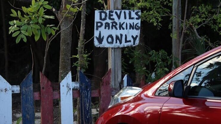 picture of car in parking lot at hell