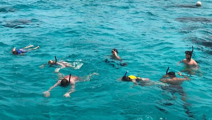 picture of 7 people snorkeling