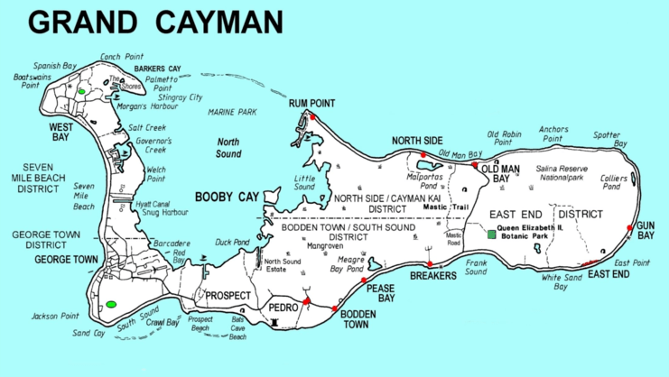 map of Grand Cayman