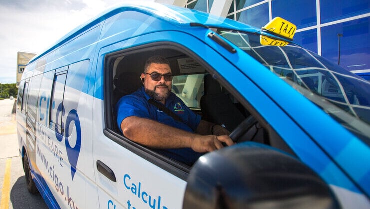 picture of taxi driver man inside his taxi