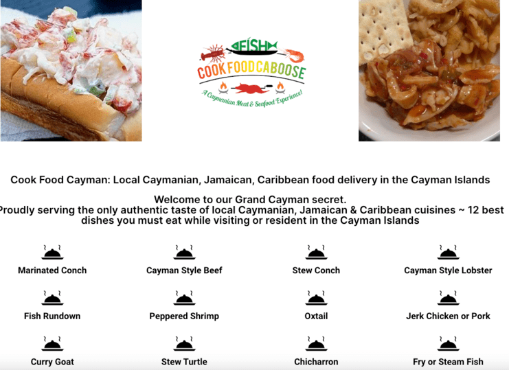 screenshot of cayman caboose website